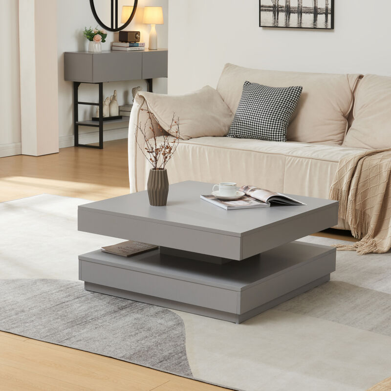 Couchtisch Florenz 76x76x38 Cm Hellgrau [en.casa]