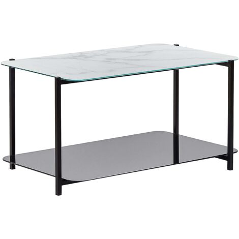 Couchtisch GLOSTER Sicherheitsglas Weißer Marmor
