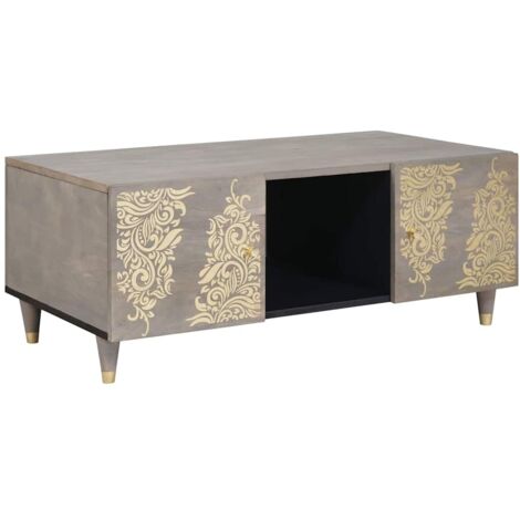 Couchtisch Grau 100 x 54 x 40 cm massives Mangoholz vidaXL
