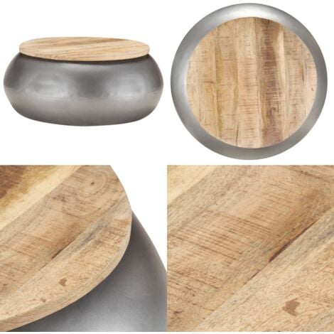 Couchtisch Grau 68x68x30 cm Massivholz Mango - Couchtisch - Esszimmertisch - Wohnzimmer Dekoration - Holzmöbel - Mangoholz - Home & Living