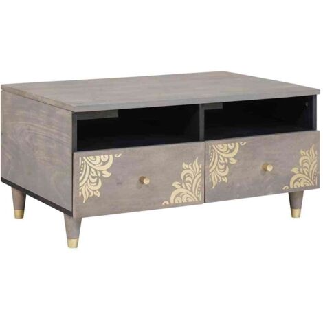 Couchtisch Grau 80 x 54 x 40 cm massives Mangoholz vidaXL