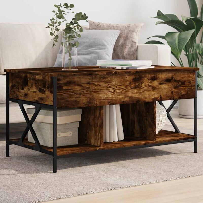 Vidaxl - Couchtisch Räuchereiche 100x55x50 Cm Holzwerkstoff Und Metall
