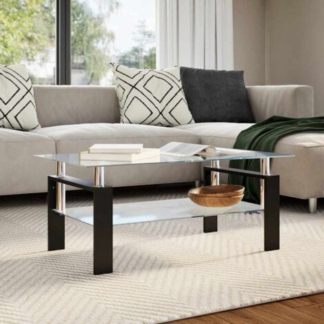 Couchtisch grau und transparent 95x55x40 cm Sicherheitsglas