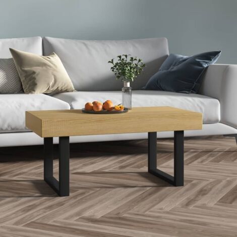 Couchtisch Hellbraun und Schwarz 90x45x40 cm MDF und Eisen vidaXL