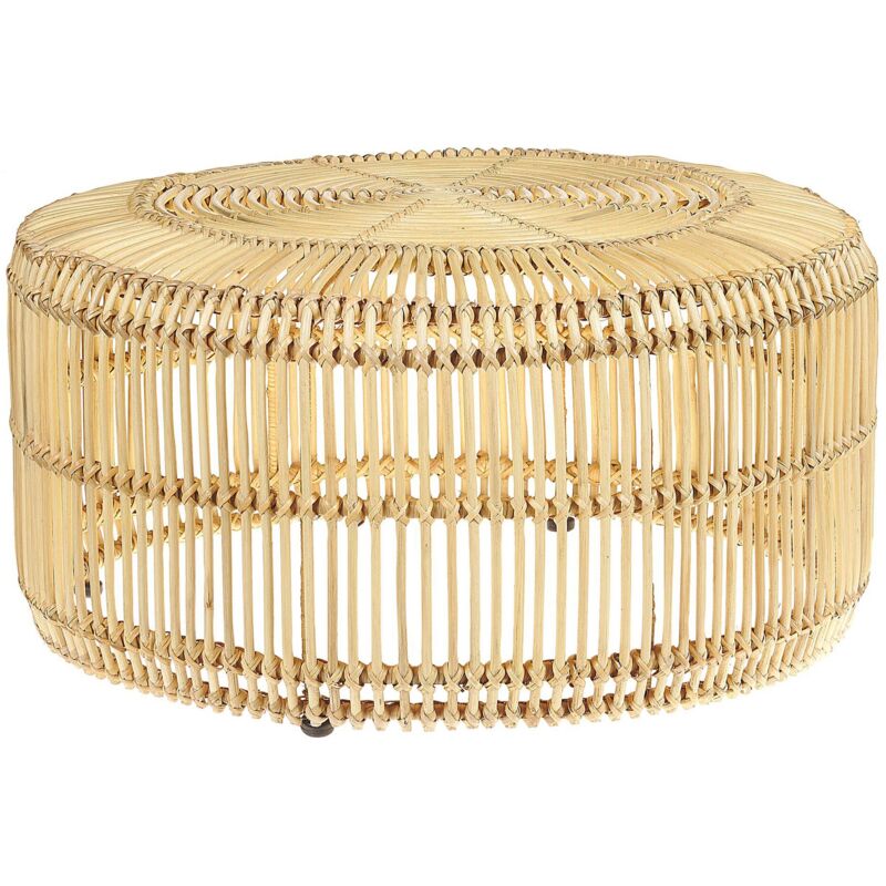 Beliani Couchtisch Limni Rattan Hellbraun