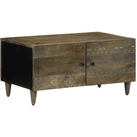 Couchtisch Hellgrau 80x50x40 cm Massivholz Mango vidaXL