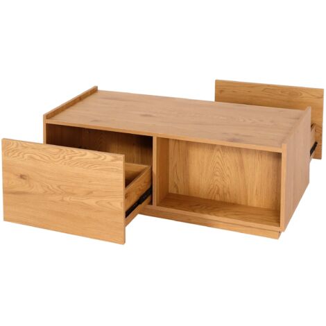 Couchtisch HHG-205, Wohnzimmertisch Beistelltisch Sofatisch, Schublade, MDF 110x50x40cm Eiche-Optik