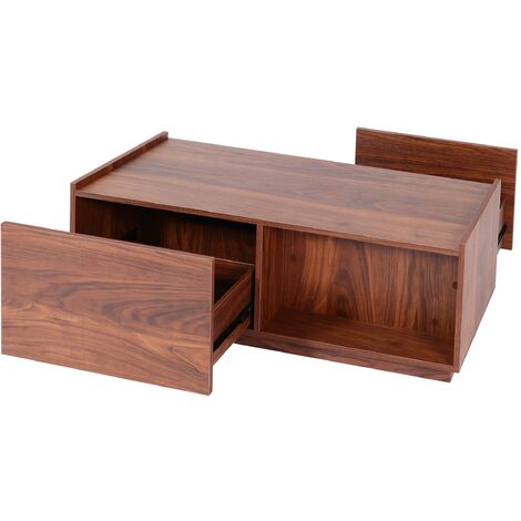 Couchtisch HHG-205, Wohnzimmertisch Beistelltisch Sofatisch, Schublade, MDF 110x50x40cm Walnuss-Optik