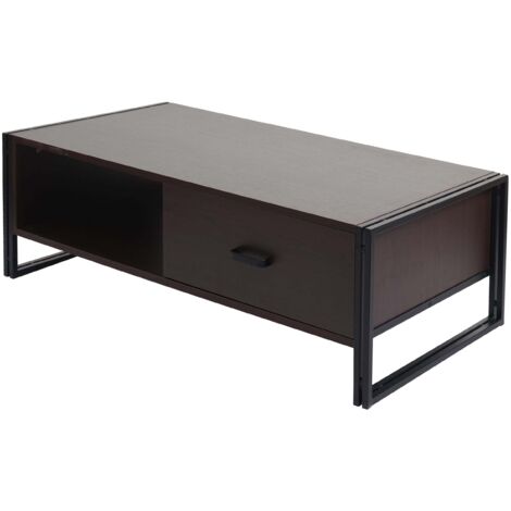Couchtisch HHG-394, Beistelltisch Wohnzimmertisch, 41x120x60cm 3D-Struktur, Metall MDF dunkelbraun