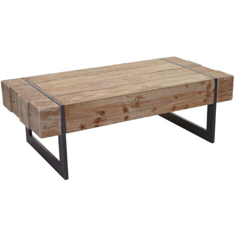 Couchtisch HHG-898a, Wohnzimmertisch, Tanne Holz rustikal massiv MVG-zertifiziert 40x120x60cm naturfarben