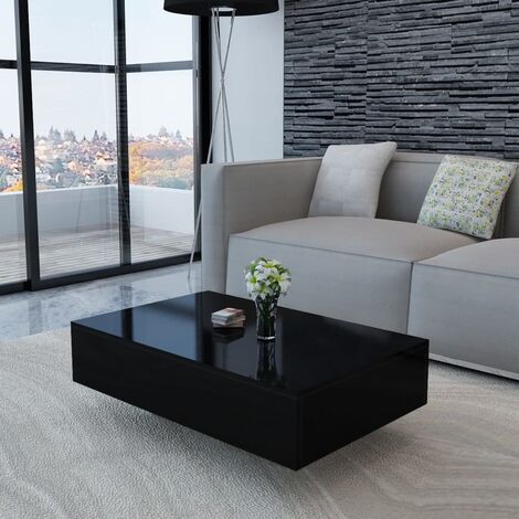 Couchtisch Wohnzimmertisch Hochglanz Beistelltisch Couch Sofa Tisch Schwarz N0U1 