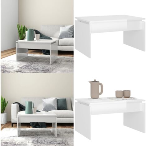 Couchtisch Hochglanz-Weiß 68x50x38 cm Holzwerkstoff - Couchtisch - Beistelltisch - Wohnzimmer Dekoration - Holzwerkstoff Möbel - Weißer Couchtisch - Home & Living