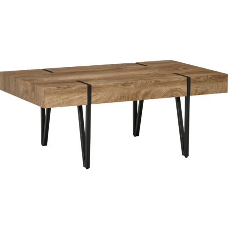 Couchtisch im Industriedesign 105 cm x 60 cm x 42 cm Schwarz + Braun