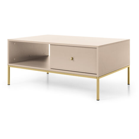 Couchtisch in beige, Fußgestell goldfarben, MALAGA-160