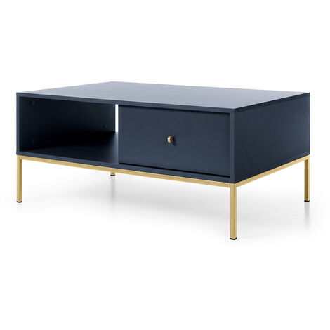 Couchtisch in blau, Fußgestell goldfarben, MALAGA-160
