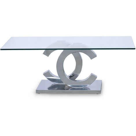 Couchtisch in glänzendem Stahlglas+90968+90969 120x65x45cm Temp. Glas: 12mmpour Alle Stile, um dem Haus eine Note zu verleihen