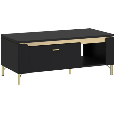 Couchtisch in schwarz matt mit goldfarbenen Akzenten NOLA-129