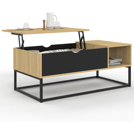 Couchtisch Klapptisch BOSTON mit Ablagefächern Industriedesign