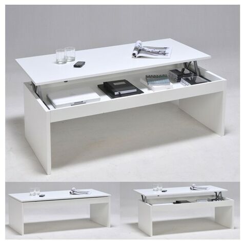 Couchtisch Klapptisch DARWIN 120x60cm / Weiß/ 120x60x43 cm