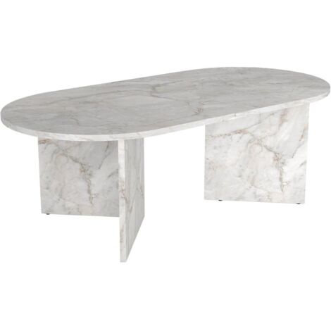VENTE-UNIQUE Couchtisch - Marmor-Optik Weiß - TOPANIA
