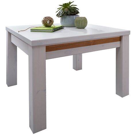 Couchtisch Massivholz 70x70 cm WILSON-69 in Kiefer massiv weiß, B/H/T: ca. 70/45/70 cm