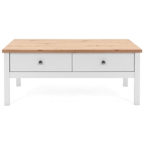 LES TENDANCES Couchtisch mit 2 Schubladen L100 cm - Dekor Weiß - Bergen