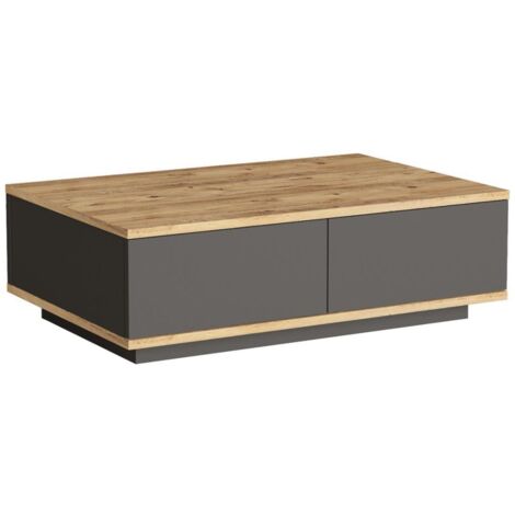 Couchtisch mit 2 Türen - Holzfarben & Anthrazit - LOTULA