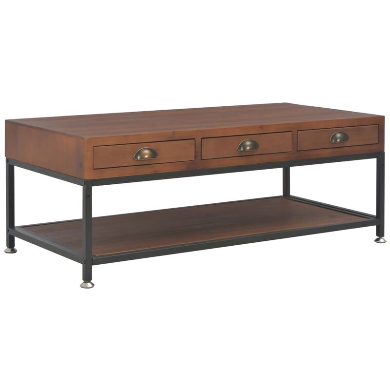 Couchtisch mit 3 Schubladen 110 x 50 x 40 cm Massivholz Tanne