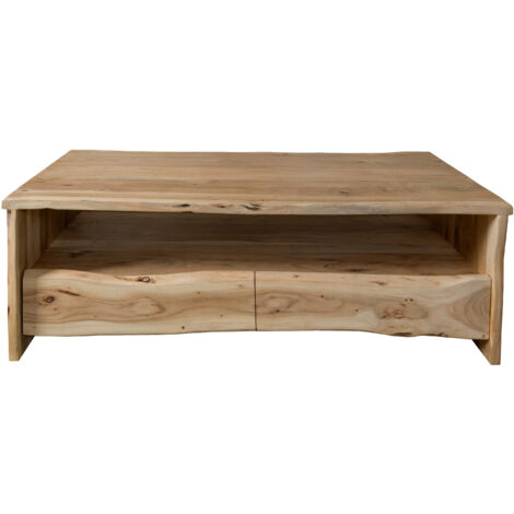 Couchtisch mit Ablage Akazie massiv 130 x 70 x 45 cm naturfarben DAHLIA