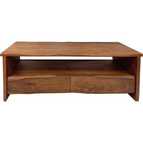 Couchtisch mit Ablage Akazie massiv 130 x 70 x 45 cm nussbaumfarben DAHLIA