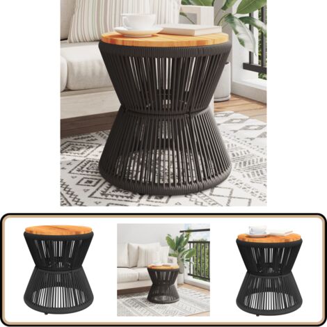 Couchtisch mit Drahtgestell Schwarz Ø 45x44 cm Akazienholz - Esszimmertisch - Couchtisch - Holzmöbel - Akzidenzholzttisch - Moderner Esstisch