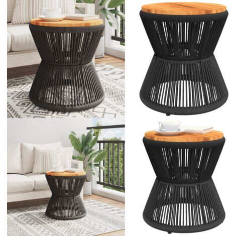 Couchtisch mit Drahtgestell Schwarz Ø 45x44 cm Akazienholz - Esszimmertisch - Couchtisch - Holzmöbel - Akzidenzholzttisch - Moderner Esstisch - Home & Living