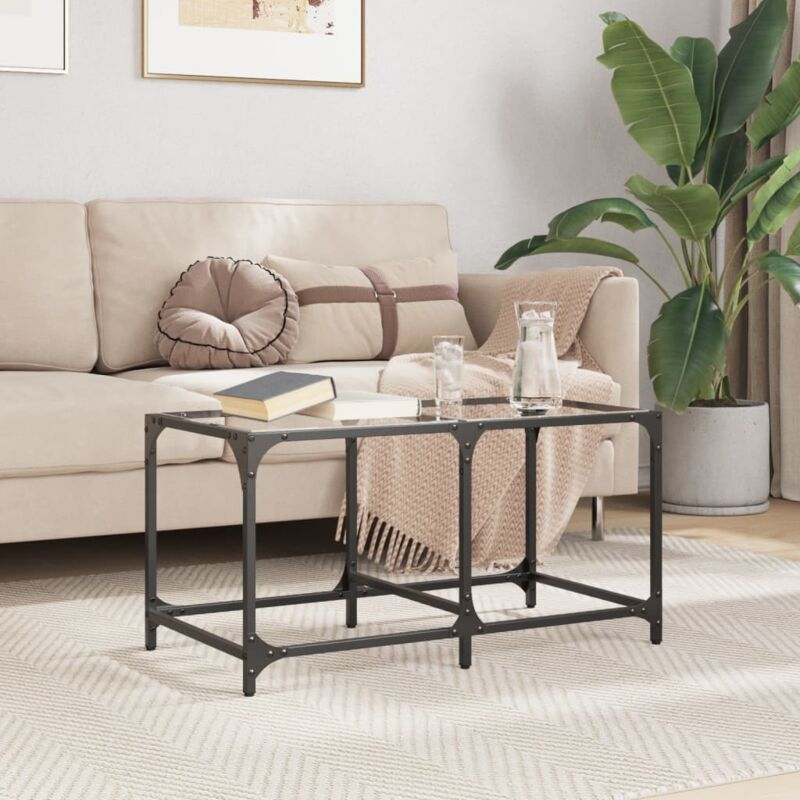 Couchtisch Mit Glasplatte Transparent 78, 5x40x40 Cm Stahl Vidaxl