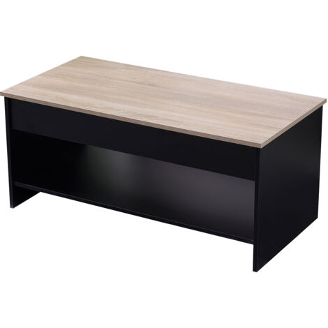 Couchtisch mit hochklappbarer Platte Schwarz und Holz HEDDA