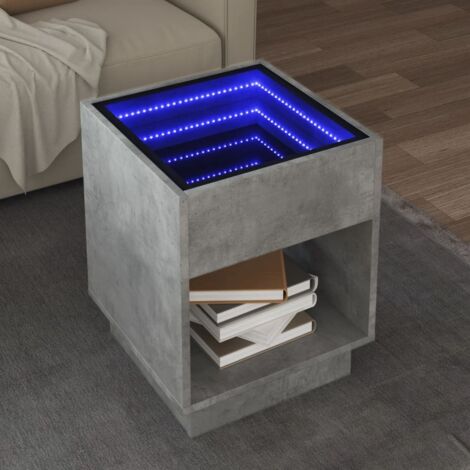 Couchtisch mit Infinity-LED Betongrau 40x40x50 cm vidaXL