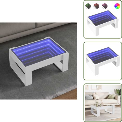 Couchtisch mit Infinity-LED Weiß 70x53x30 cm - Couchtisch - Couchtische - Beistelltisch - Sofatisch