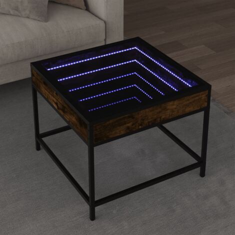 Couchtisch mit LED Infinity Raucheiche 50x50x41 cm