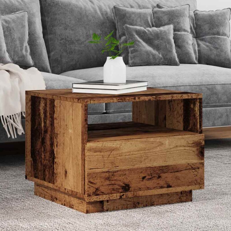 Couchtisch Mit Led-leuchten Altholz-optik 50x49x40 Cm Vidaxl