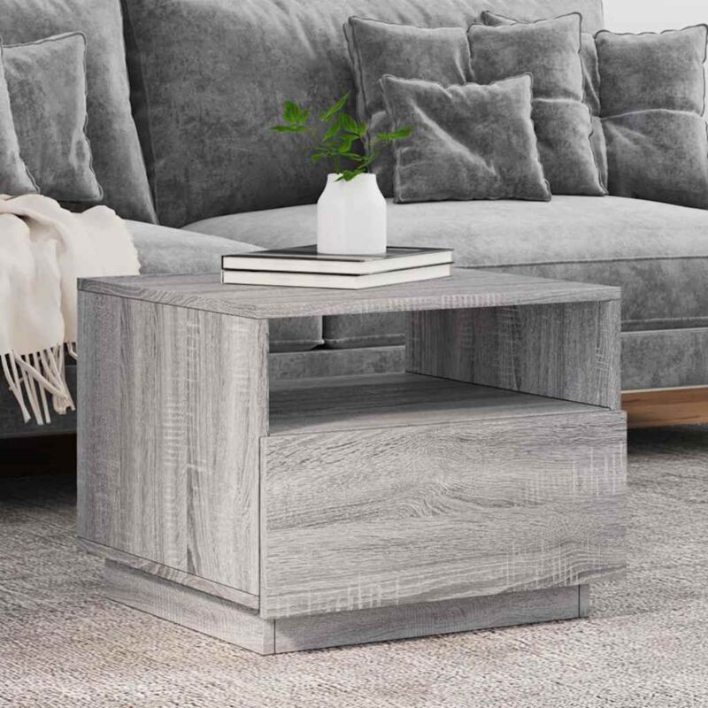 Vidaxl Couchtisch Mit Led-leuchten Grau Sonoma 50x49x40 Cm