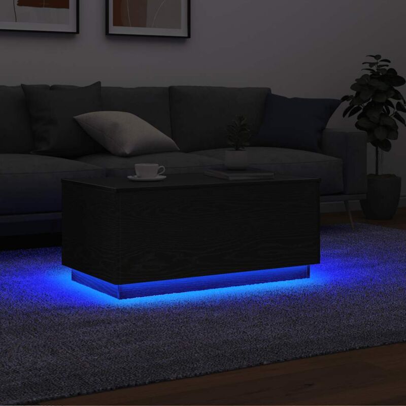Couchtisch Mit Led-leuchten Schwarz Eichen-optik 90x49x40 Cm - Vidaxl