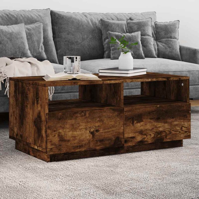 Couchtisch Mit Led-leuchten Räuchereiche 90x49x40 Cm - Vidaxl