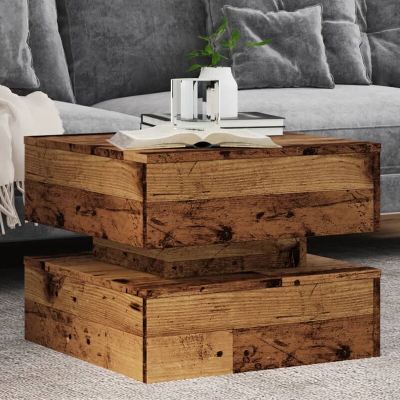 Couchtisch Mit Led-leuchten Altholz-optik 50x50x40 Cm - Vidaxl