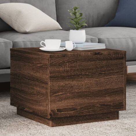 Couchtisch mit LED-Lichtern Eiche braun 50x50x40 cm