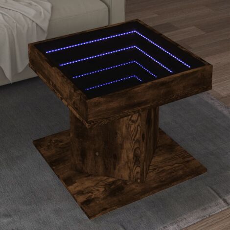 Couchtisch mit LED, rauchige Eiche 50x50x45 cm, Holzwerkstoffe