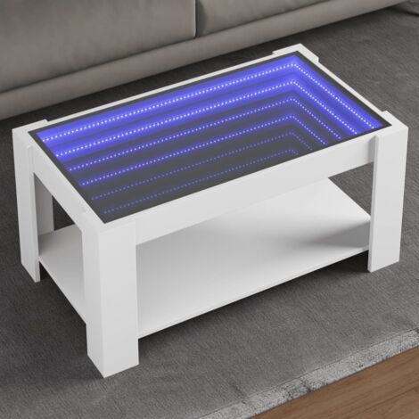 Couchtisch mit LED Weiß 93x53x45 cm Ingenieurholz