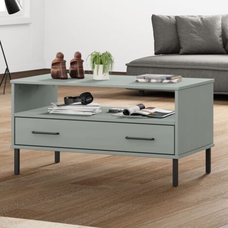 Couchtisch mit Metallfüßen Grau 85x50x45 cm Holz OSLO