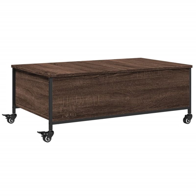 Vidaxl Couchtisch Mit Rollen, Braunes Eichenholz, Holzwerkstoff
