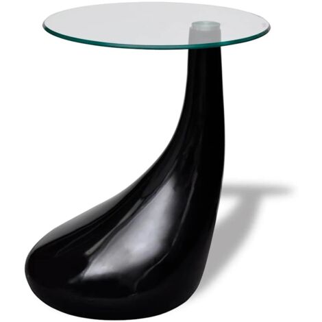 Couchtisch mit Runder Glasplatte Hochglanz Schwarz vidaXL