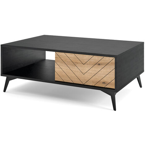 Couchtisch mit Schubkasten schwarz, Eiche DALE-160