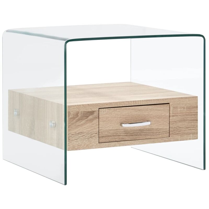 Couchtisch Mit Schublade 50x50x45 Cm Hartglas Vidaxl